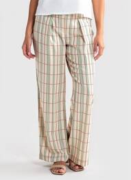 Pantalon larg țesătură poplin talie înaltă roz CHLOÉ STORA femeie