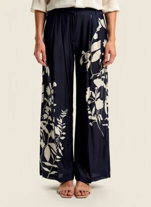Pantalon larg talie cu cleme talie înaltă albastru CHLOÉ STORA femeie