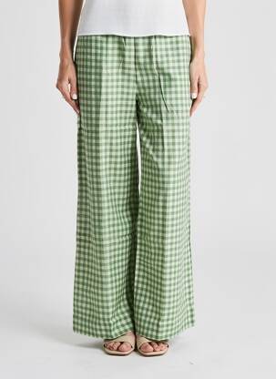 Pantalon larg țesătură poplin mărime normală verde V.DE.VINSTER femeie