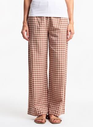 Pantalon larg țesătură poplin mărime normală maro V.DE.VINSTER femeie