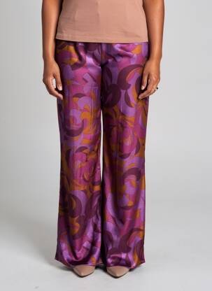 Pantalon larg croială fluidă talie înaltă violet HOD femeie