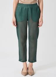 Pantalon 7/8 țesătură poplin mărime normală verde LEÏ-1984 femeie