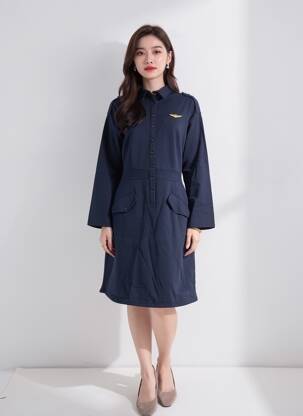 Rochie midi mâneci lungi mâneci lungi albastru AERONAUTICA femeie