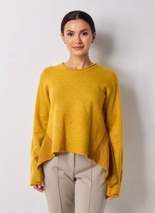 Pulover croială cambrată mâneci lungi galben HIGH femeie