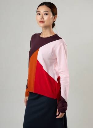 Pulover croială dreaptă mâneci lungi violet HIGH femeie