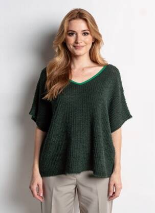 Pulover croială dreaptă mâneci scurte verde MULTIPLES femeie