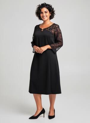 Rochie midi mâneci 3/4 mâneci 3/4 negru GUY DUBOUIS femeie
