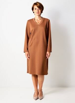 Rochie midi mâneci lungi mâneci lungi maro MERI & ESCA femeie
