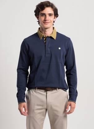 Polo mâneci lungi mâneci lungi albastru SERGE BLANCO bărbat