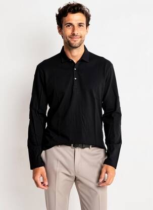 Polo mâneci lungi mâneci lungi negru LA CIBLE ROUGE bărbat