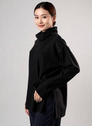 Pulover cu guler înalt croială cambrată mâneci lungi negru PENNYBLACK femeie