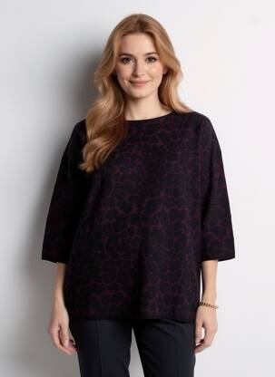 Pulover croială cambrată mâneci 3/4 violet GERARD DAREL femeie