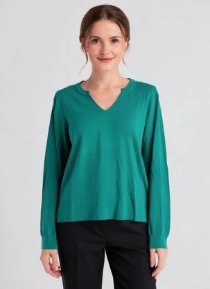 Pulover croială cambrată mâneci lungi verde INDI & COLD femeie
