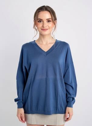 Pulover croială dreaptă mâneci lungi albastru INDI & COLD femeie
