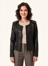Jachete casual guler rotund negru ONE STEP femeie