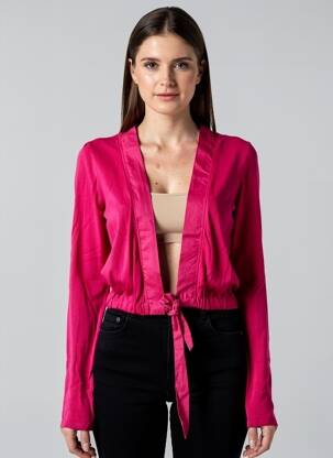 Vestă cu mâneci lungi croială cambrată roz ELIANE ET LENA femeie