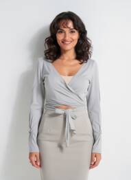 Cardigan petrecut elasticitate gri MYRINE & ME femeie