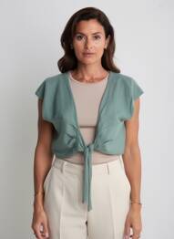 Bolero mâneci scurte verde MAIS IL EST OU LE SOLEIL femeie