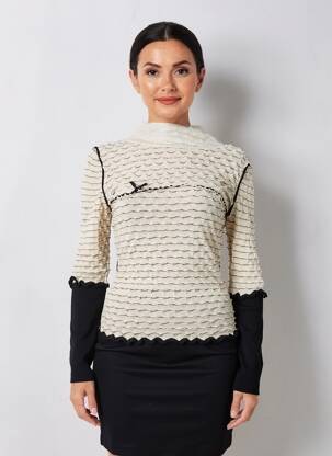 Pulover croială cambrată mâneci lungi bej TRICOT CHIC femeie