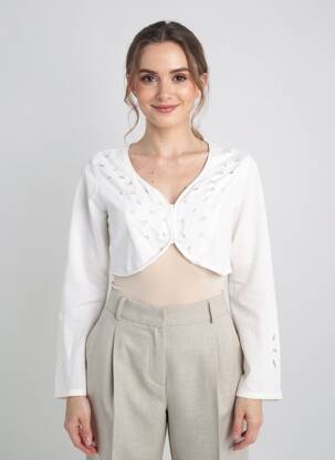 Bolero mâneci lungi alb ELIANE ET LENA femeie