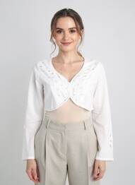 Bolero mâneci lungi alb ELIANE ET LENA femeie