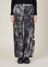 Pantalon larg închidere cu fermoar lateral gri ECHAPPEES BELLES femeie