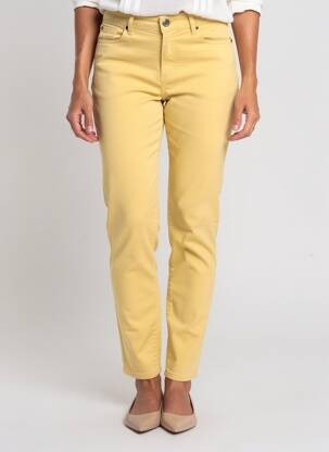 Pantalon slim țesătură poplin mărime normală galben EMMA & CARO femeie