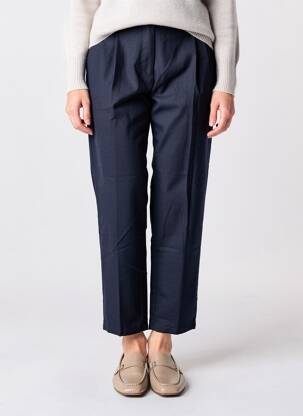 Pantalon drept țesătură crep talie înaltă albastru MAISON LAB femeie