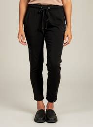 Pantalon slim talie elastică mărime normală negru MALOKA femeie