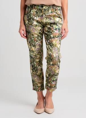 Pantalon 7/8 închidere cu fermoar sub clapetă cu nasturi mărime normală verde MALOKA femeie