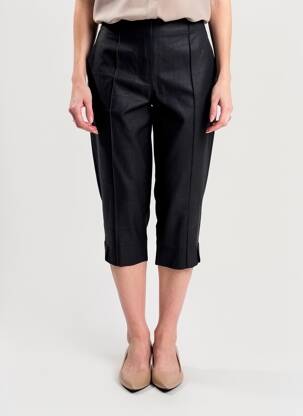 Pantalon trei sferturi croială dreaptă mărime normală negru MALOKA femeie