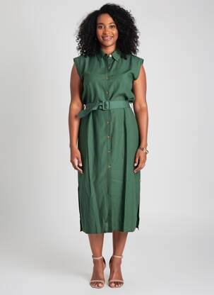 Rochie midi mâneci scurte mâneci scurte verde SURKANA femeie