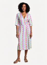 Rochie midi imprimeu fantezie mâneci scurte violet SURKANA femeie