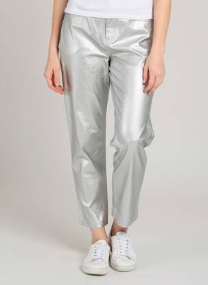 Pantalon 7/8 închidere cu fermoar sub clapetă cu nasturi mărime normală argintiu ONLY femeie