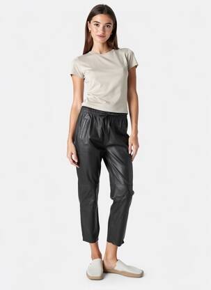 Pantalon 7/8 talie elastică mărime normală negru OAKWOOD femeie