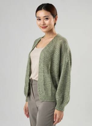 Vestă cu mâneci lungi strânsă pe partea de jos verde TWNS THE LABEL femeie