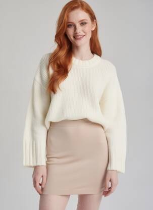 Pulover elasticitate mâneci lungi bej GRACE & MILA femeie