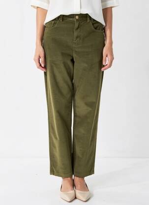 Pantalon drept elasticitate talie înaltă verde FREEMAN T.PORTER femeie