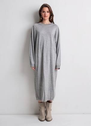 Rochie pulover țesătură melanj mâneci lungi gri TWNS THE LABEL femeie