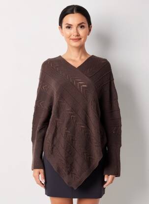 Pulover tunică țesătură melanj mâneci lungi maro CREAM femeie