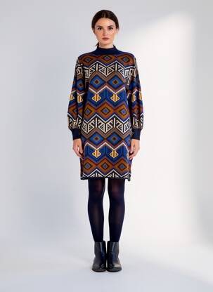 Rochie pulover elasticitate mâneci lungi albastru MEISÏE femeie