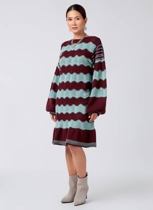 Rochie pulover elasticitate mâneci lungi roșu MEISÏE femeie