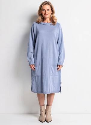 Rochie pulover croială dreaptă mâneci lungi violet CAPUCCINO femeie