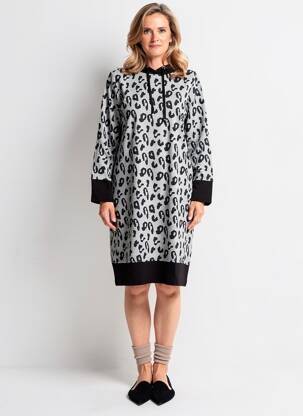 Rochie pulover croială dreaptă mâneci lungi gri JOY OF LIFE femeie