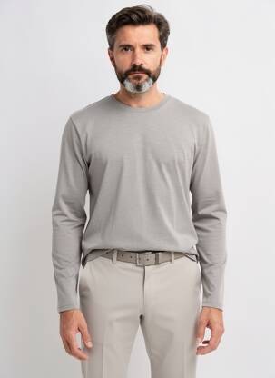 Tricou croială cambrată mâneci lungi maro PIONEER bărbat