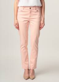 Pantalon slim țesătură poplin mărime normală roz DIANE LAURY femeie