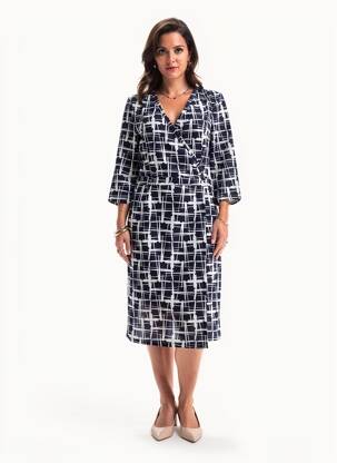 Rochie midi mâneci 3/4 mâneci 3/4 albastru SMASHED LEMON femeie