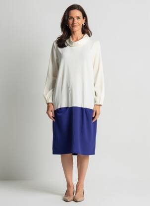 Rochie midi mâneci lungi mâneci lungi alb POISSONS BLANCS femeie