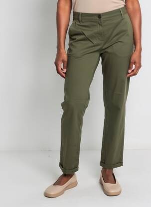 Pantalon chino țesătură poplin mărime normală verde DAMART femeie