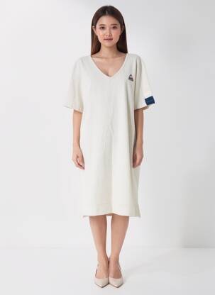 Rochie midi mâneci scurte mâneci scurte bej LE COQ SPORTIF femeie